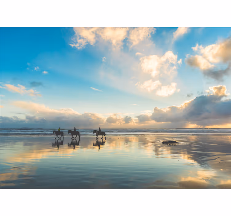 Landscape mural wallpaper seaside horse riders - TenStickers