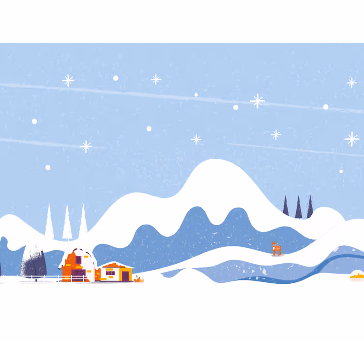 snowy mountains with tents Kids wall Murals - TenStickers
