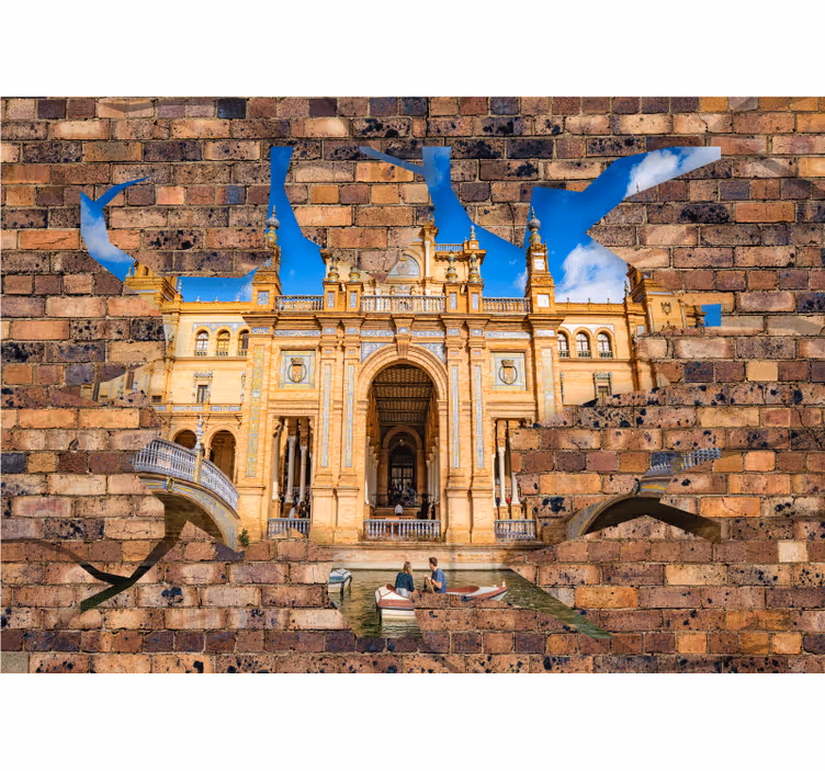 3D brick effect views to Sevilla 3D Wall Mural - TenStickers