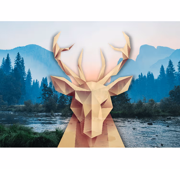 origami deer 3D Wall Mural - TenStickers