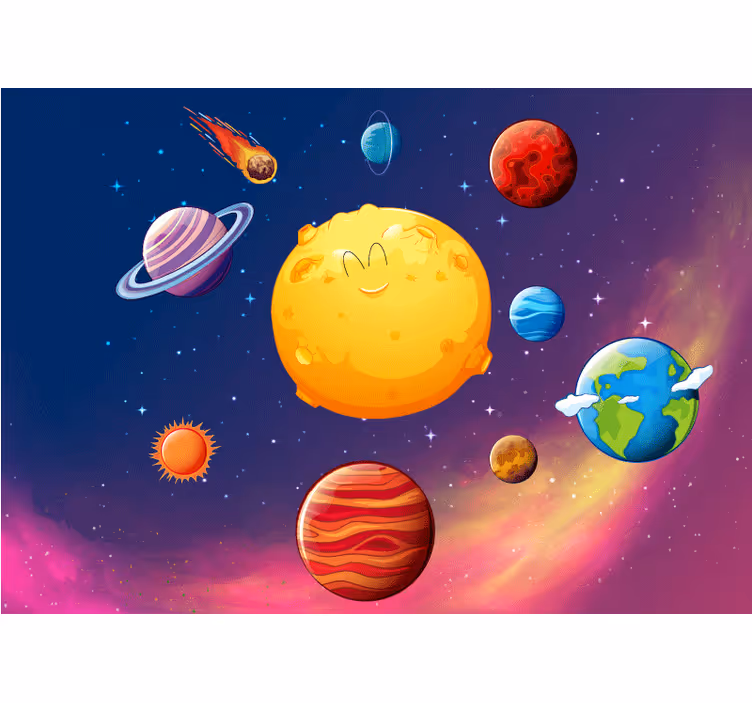 Fantasy wall mural happy planet friends - TenStickers