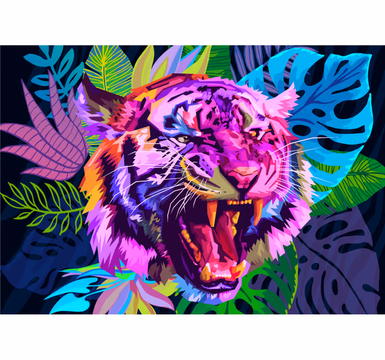 3D tiger in galaxy  Wall Mural - TenStickers
