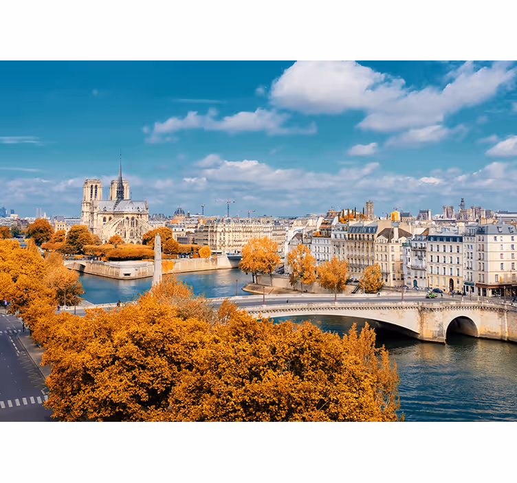 Paris wall mural notre dame autumn scene - TenStickers