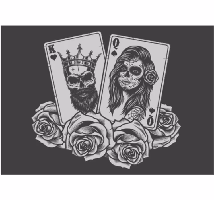 Skull Playing Cards painting wall mural - TenStickers