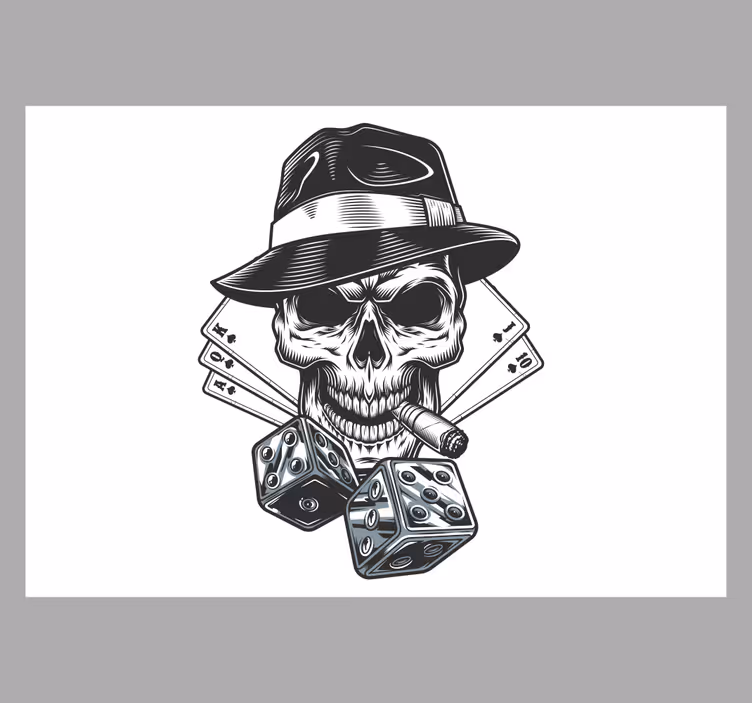 Music mural skull with dice - TenStickers