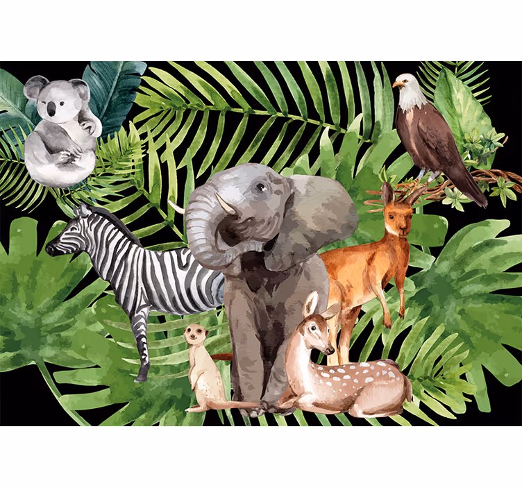 Children wall mural elephant and friends - TenStickers