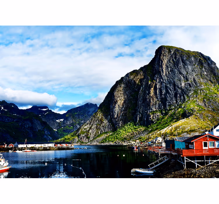 Mountainous coastal scene landscape mural wallpaper - TenStickers