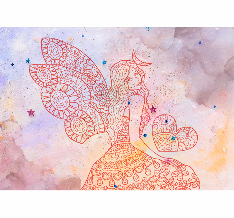 Fantasy wall mural heartfelt fairy design - TenStickers