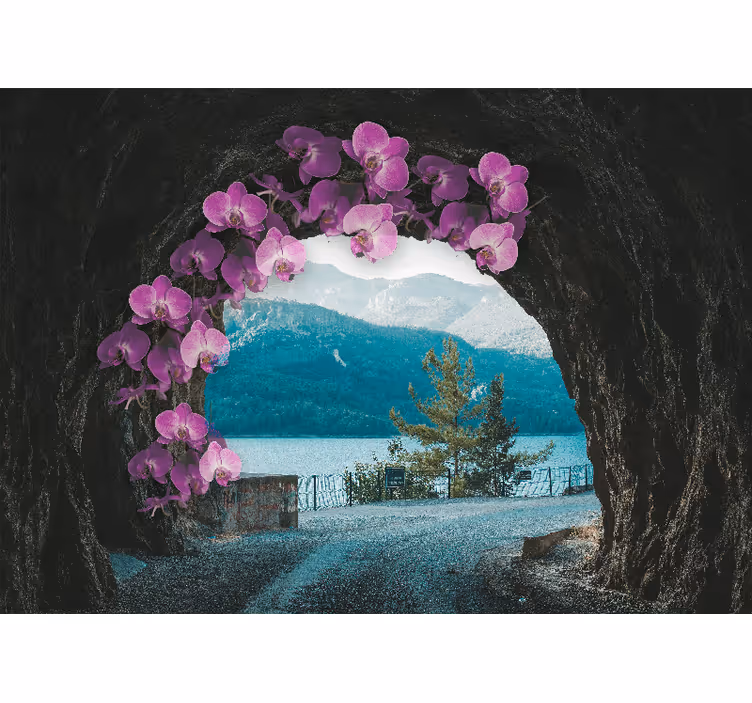 Orchids Framing Landscape flower mural - TenStickers