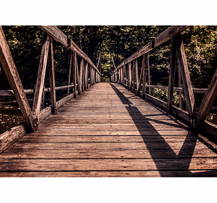 Wooden Bridge Pathway landscape mural wallpaper - TenStickers