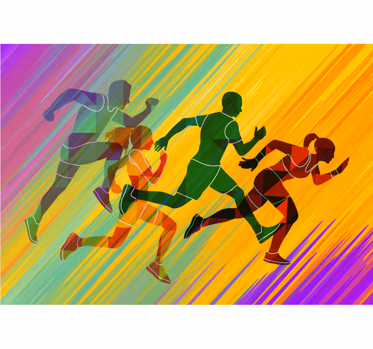People painting mural of dynamic running figures - TenStickers