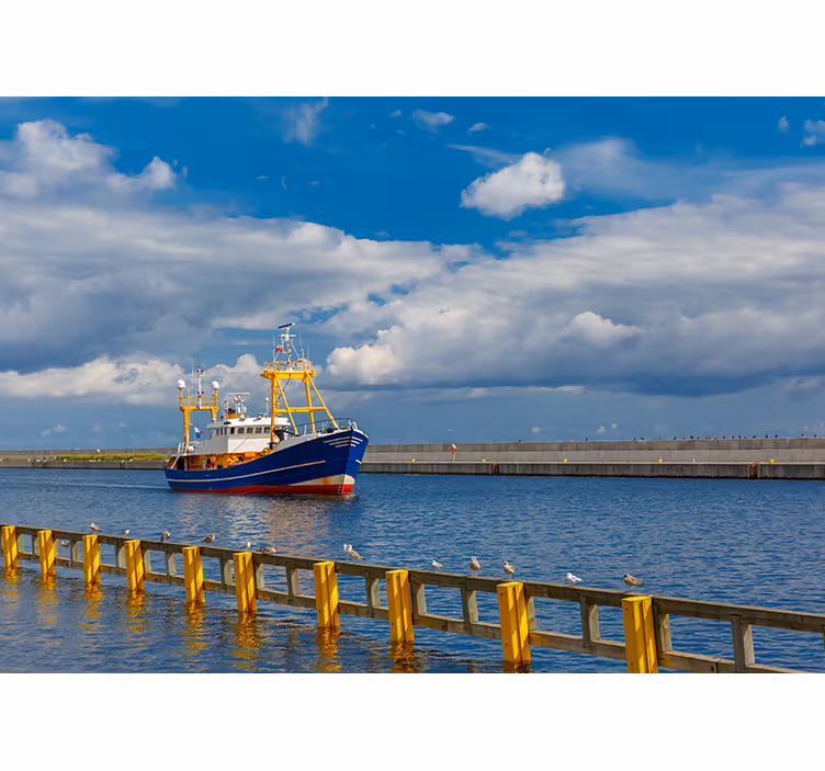 Fishing Boat Harbor sea mural - TenStickers
