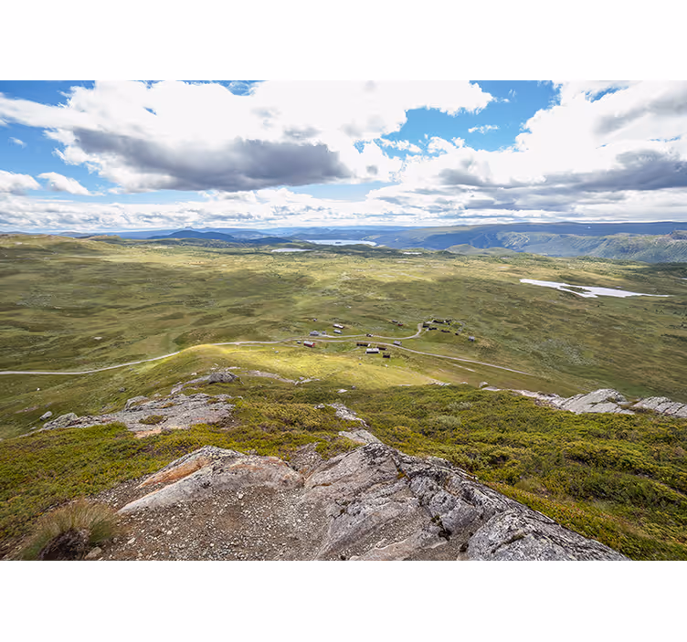 Landscape mural wallpaper mountainous greenery scene - TenStickers