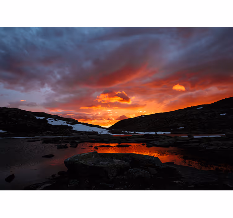 Landscape mural wallpaper stunning sunset reflection - TenStickers