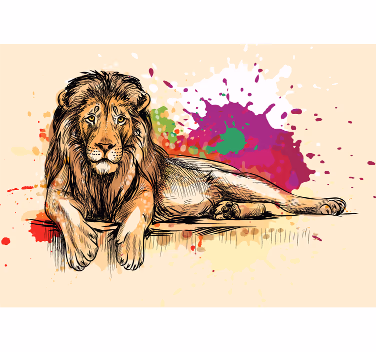 Lion mural majestic lion artwork - TenStickers