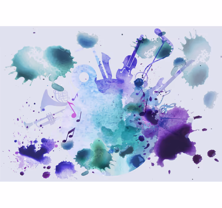 Music mural musical instrument splash - TenStickers
