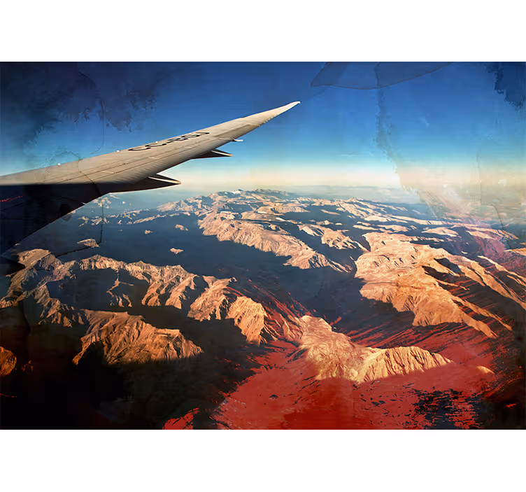 Vehicle mural aerial mountain view - TenStickers