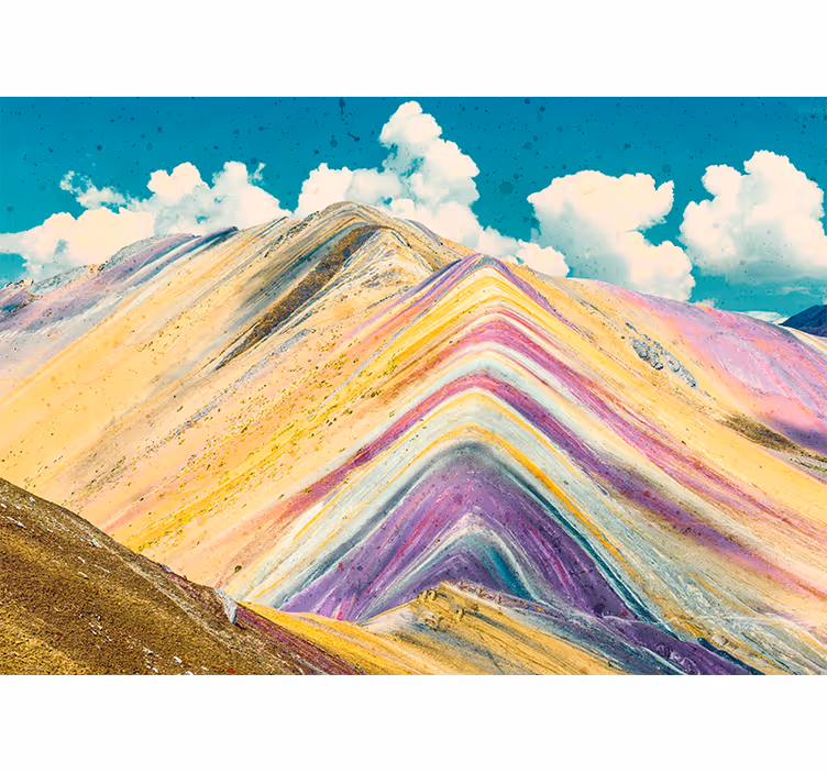 Landscape mural wallpaper colorful mountain peaks - TenStickers