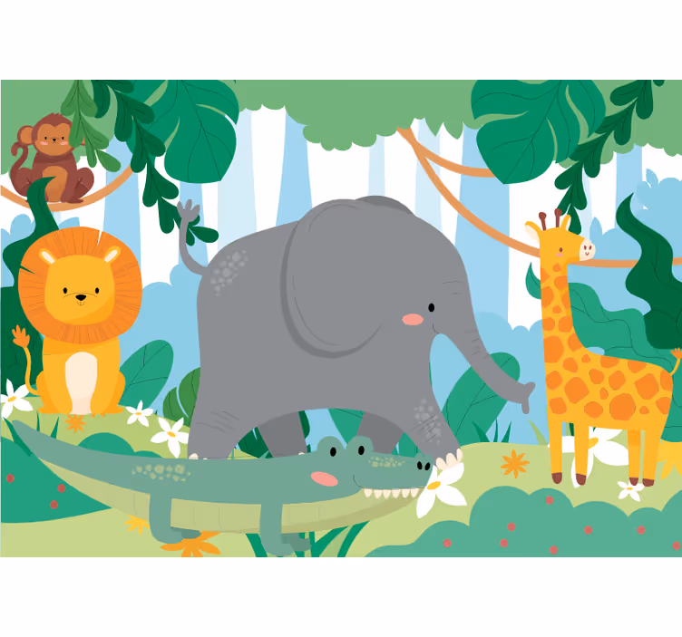 Cartoon animals  forest wall mural - TenStickers