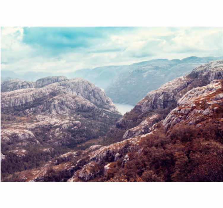 Landscape mural wallpaper mountainous terrain view - TenStickers
