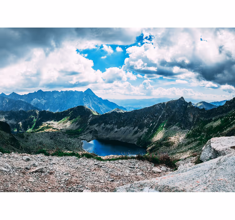 Landscape mural wallpaper grand mountain lake - TenStickers