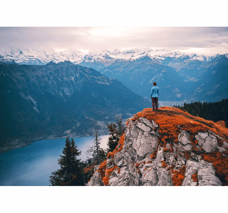 Landscape mural wallpaper mountain view tranquility - TenStickers