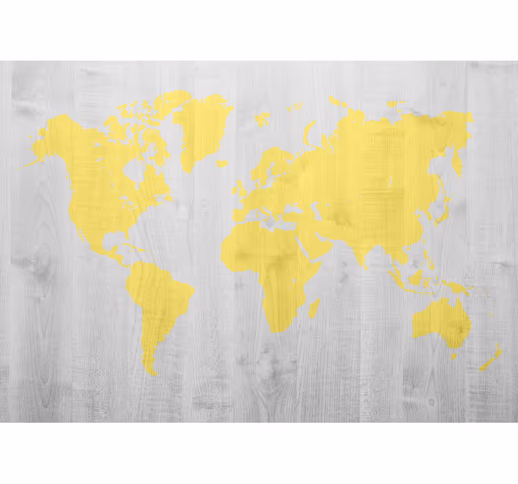Yellow world map wall mural - TenStickers