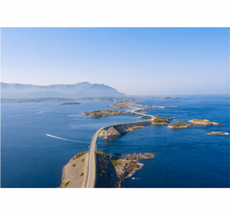 Mountain wall mural coastal pathway scene - TenStickers