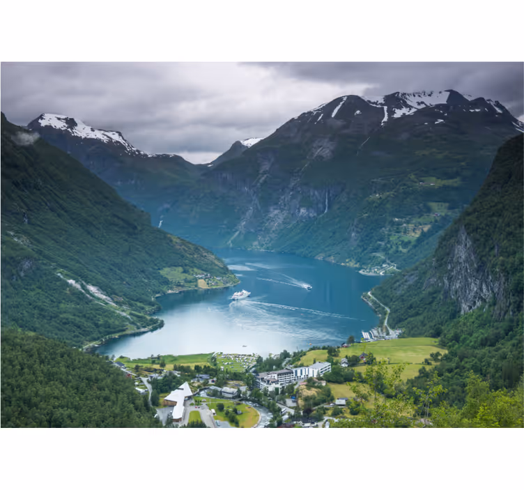 Landscape mural wallpaper stunning fjord views - TenStickers