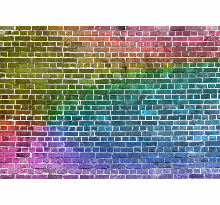 Texture wall mural rainbow brick design - TenStickers
