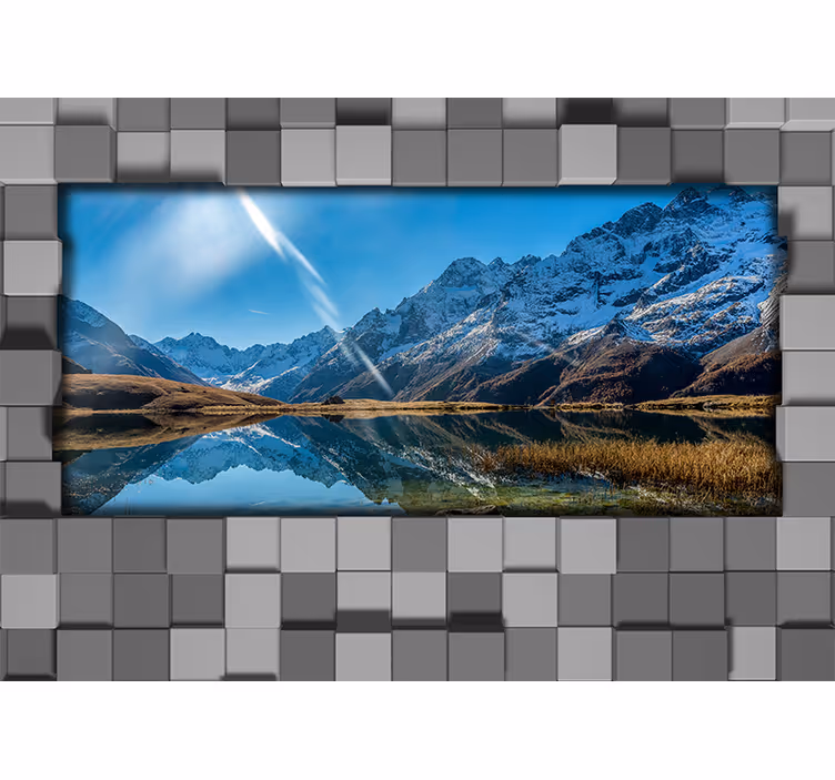 Landscape mural wallpaper majestic mountain reflection - TenStickers