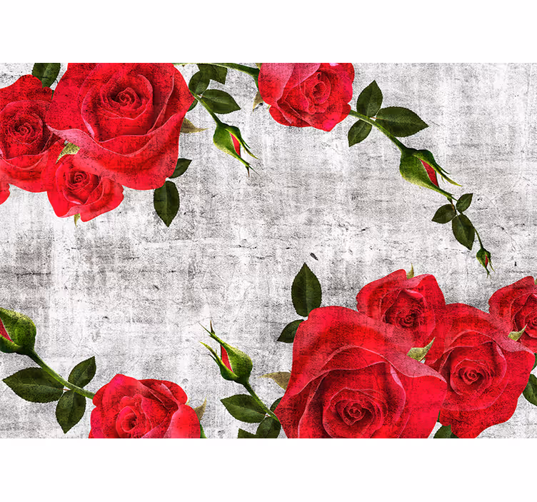 Flower mural red rose bouquet design - TenStickers
