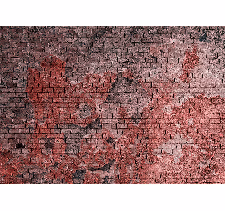Brick wall mural textured red surface - TenStickers