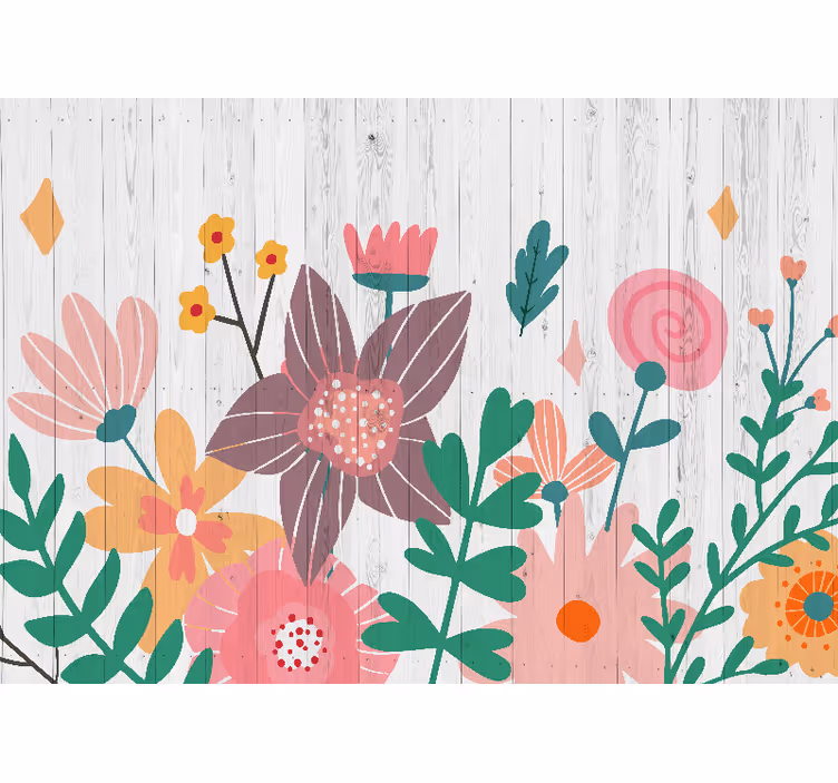 Flower mural colorful floral art print - TenStickers
