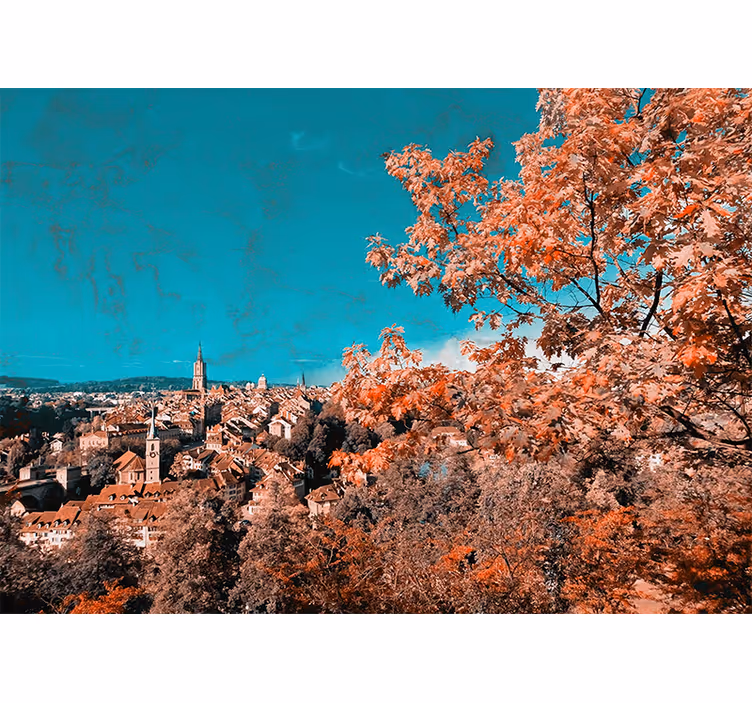 Vibrant autumn landscape landscape mural wallpaper - TenStickers