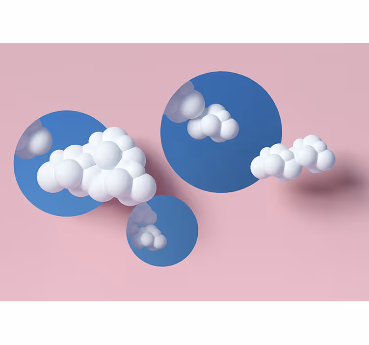 White clouds pink background Kids wall Murals - TenStickers