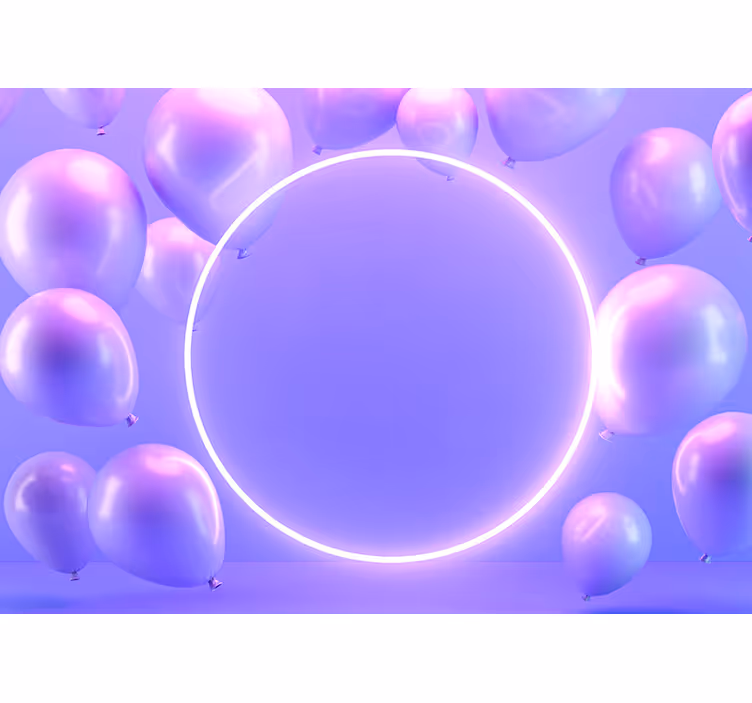 Love wall mural floating balloons circle - TenStickers