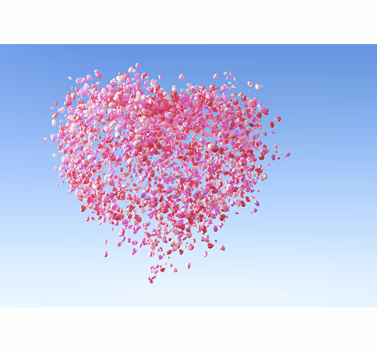 Love wall mural floating petals heart - TenStickers