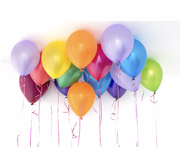 Love wall mural with vibrant celebration balloons - TenStickers