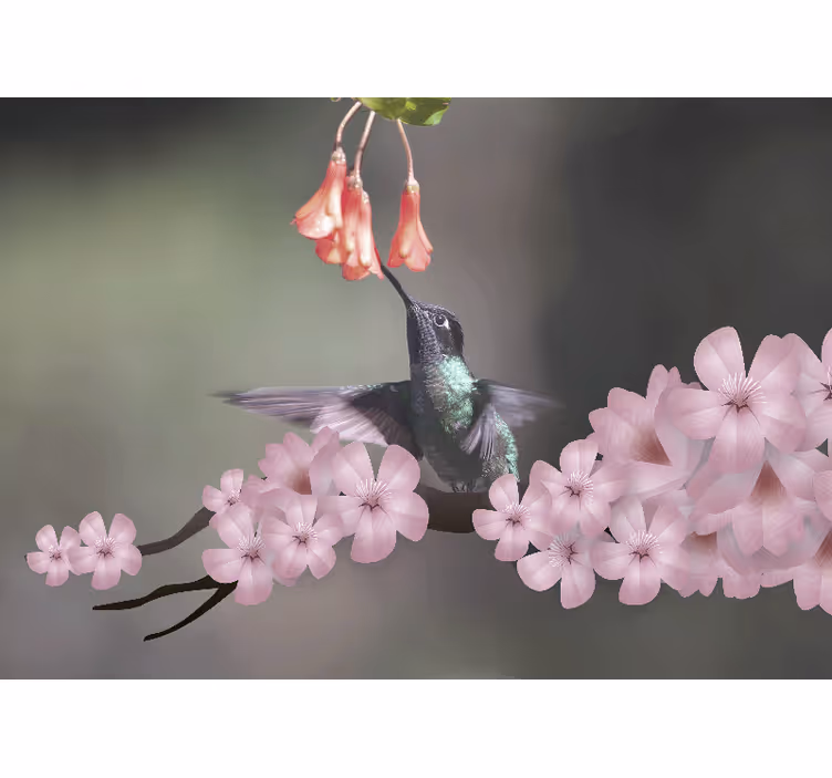 Maroon bird standing living room wall mural - TenStickers