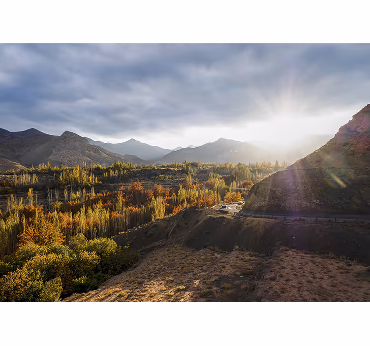 Landscape mural wallpaper mountainous autumn view - TenStickers