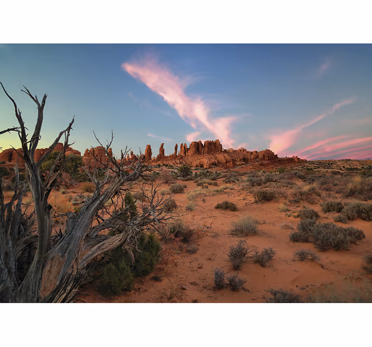 Landscape mural wallpaper desert rock formations - TenStickers