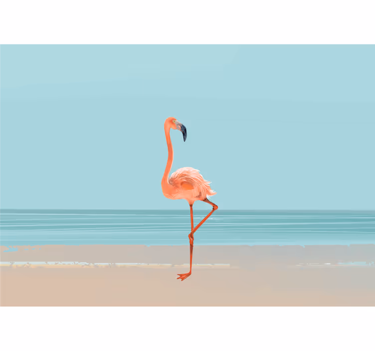 Sea mural flamingo on the shore - TenStickers