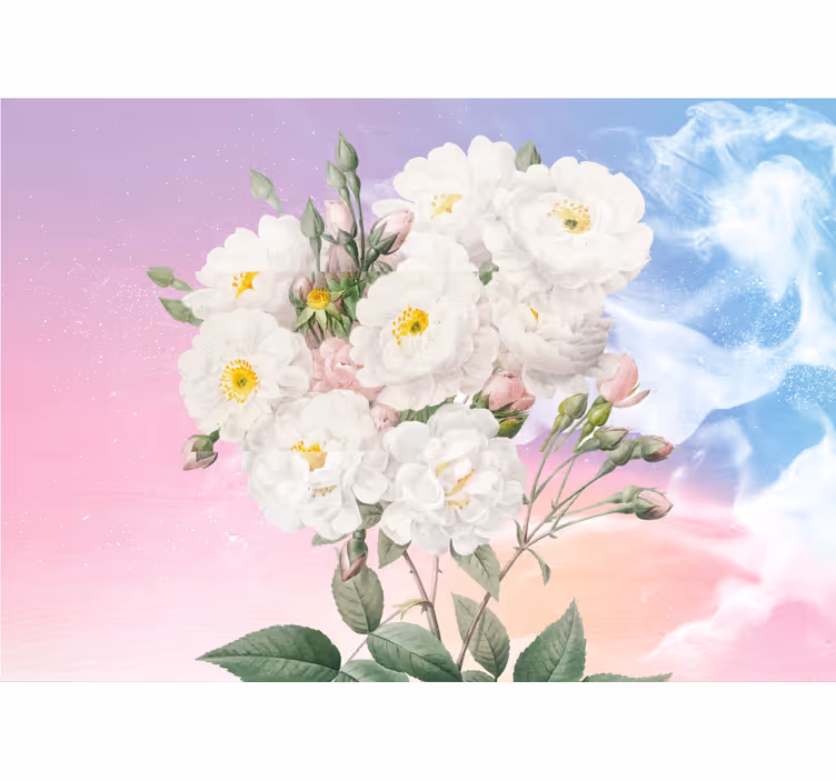 Flower mural white floral arrangement - TenStickers
