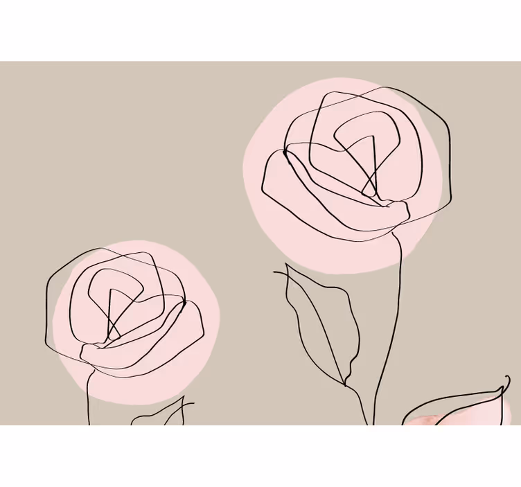 Flower mural line art roses - TenStickers