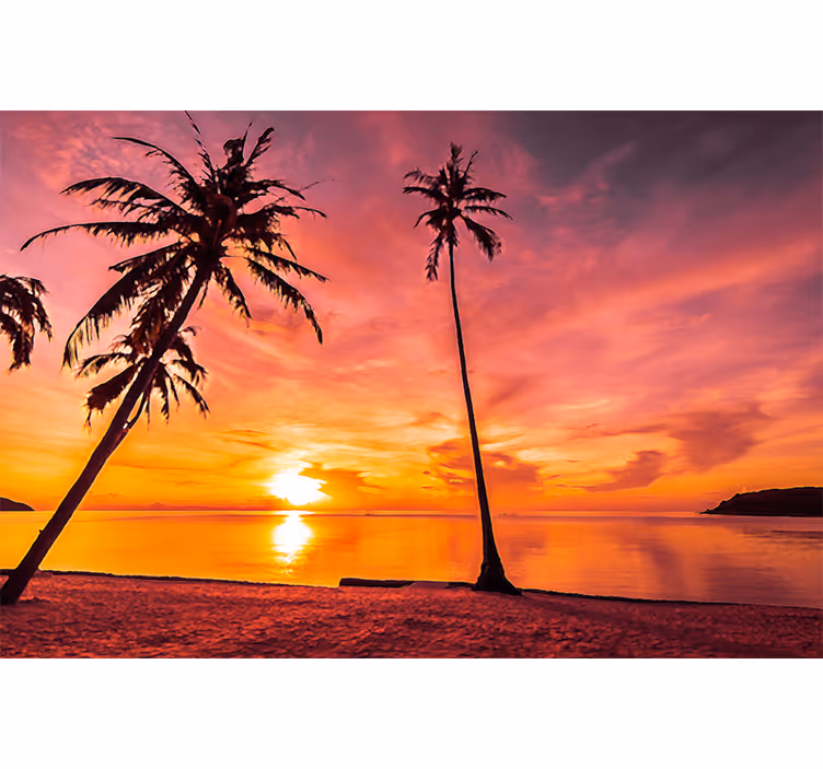 Nature wall mural tropical sunset landscape - TenStickers