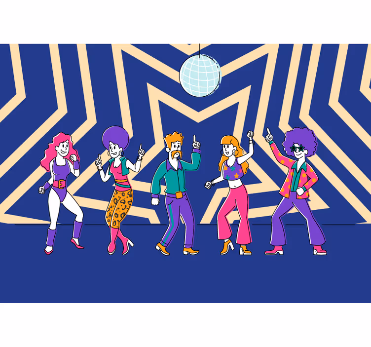 Music mural retro dance celebration - TenStickers