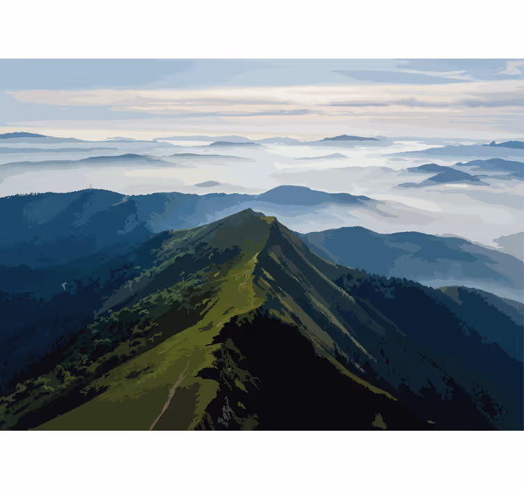Landscape mural wallpaper mountain range vista - TenStickers