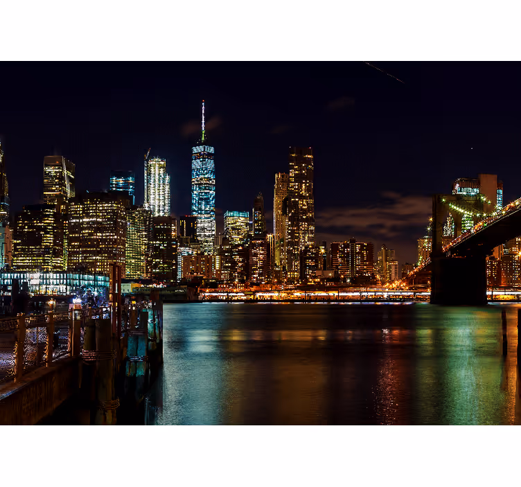 New York city lights at night city wall mural - TenStickers