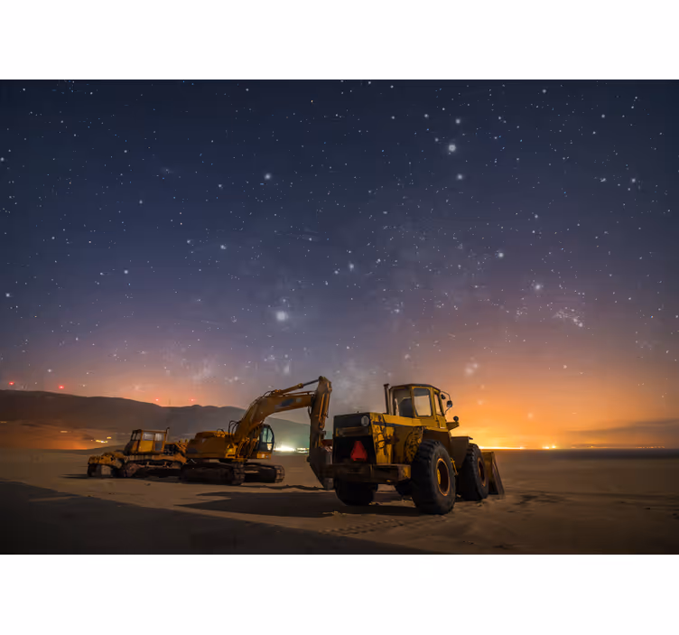 Excavator working at night photo wallpaper - TenStickers